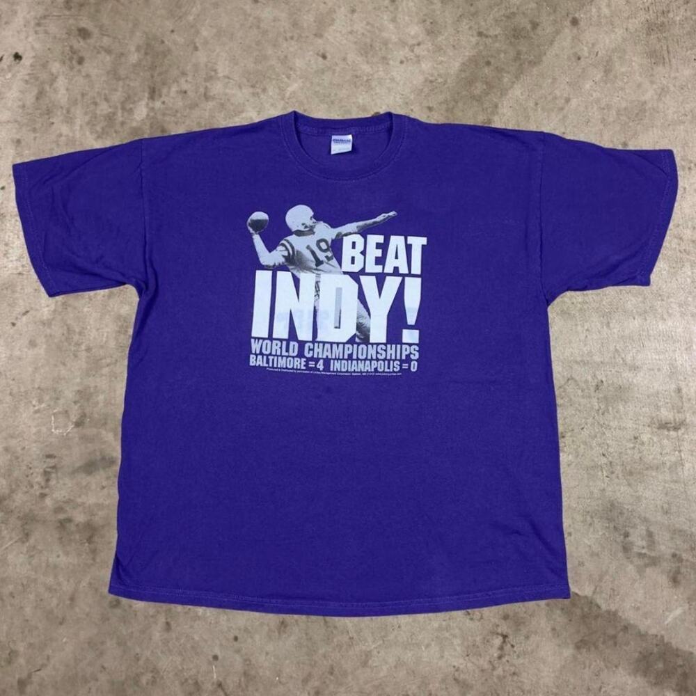 Baltimore Ravens Johnny Unitas Beat Indy Colts Rivalry NFL T-Shirt Mens Size XXL